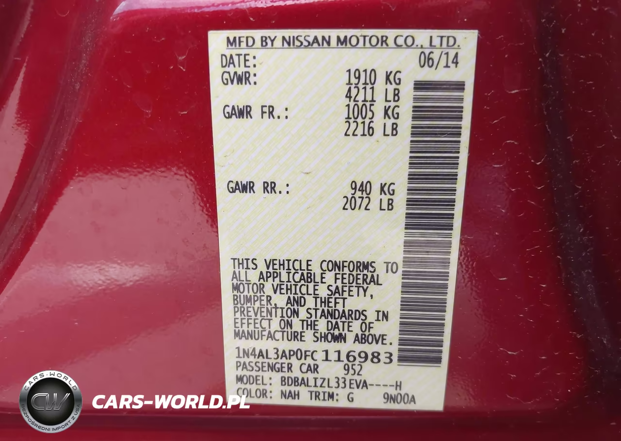 2015 Nissan Altima 2.5 Sv VIN:1N4AL3AP0FC116983 - 9