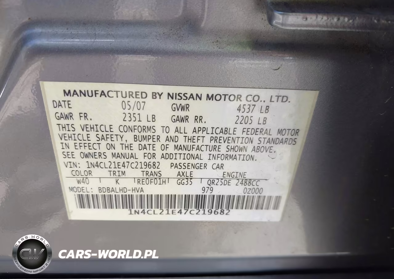 2007 Nissan Altima Hybrid VIN:1M4CL21E47C219682 - 9