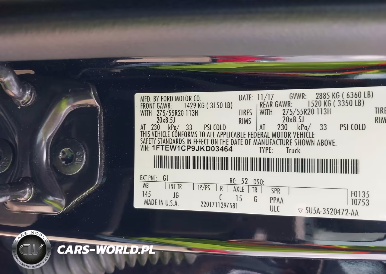 2018 Ford F-150 Xl VIN:1FTEW1CP9JKD03464 - 9