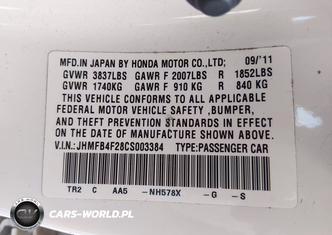 2012 Honda Civic Hybrid VIN:JHMFB4F28CS003384 - 9