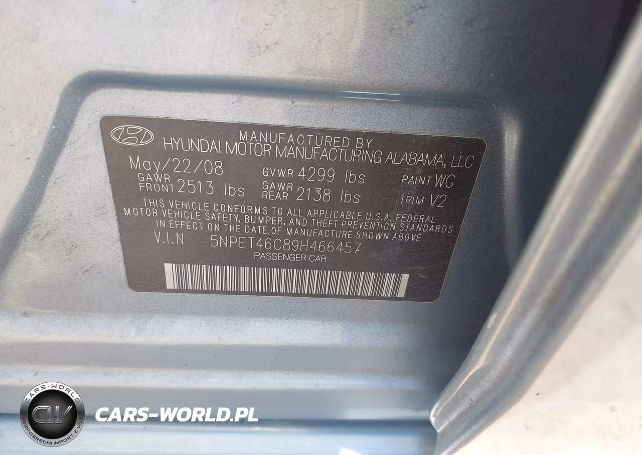 2009 Hyundai Sonata Gls VIN:5NPET46C89H466457 - 9