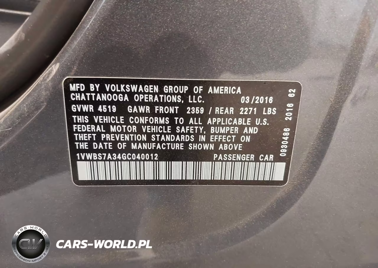 2016 Volkswagen Passat 1.8T Se VIN:1VWBS7A34GC040012 - 9