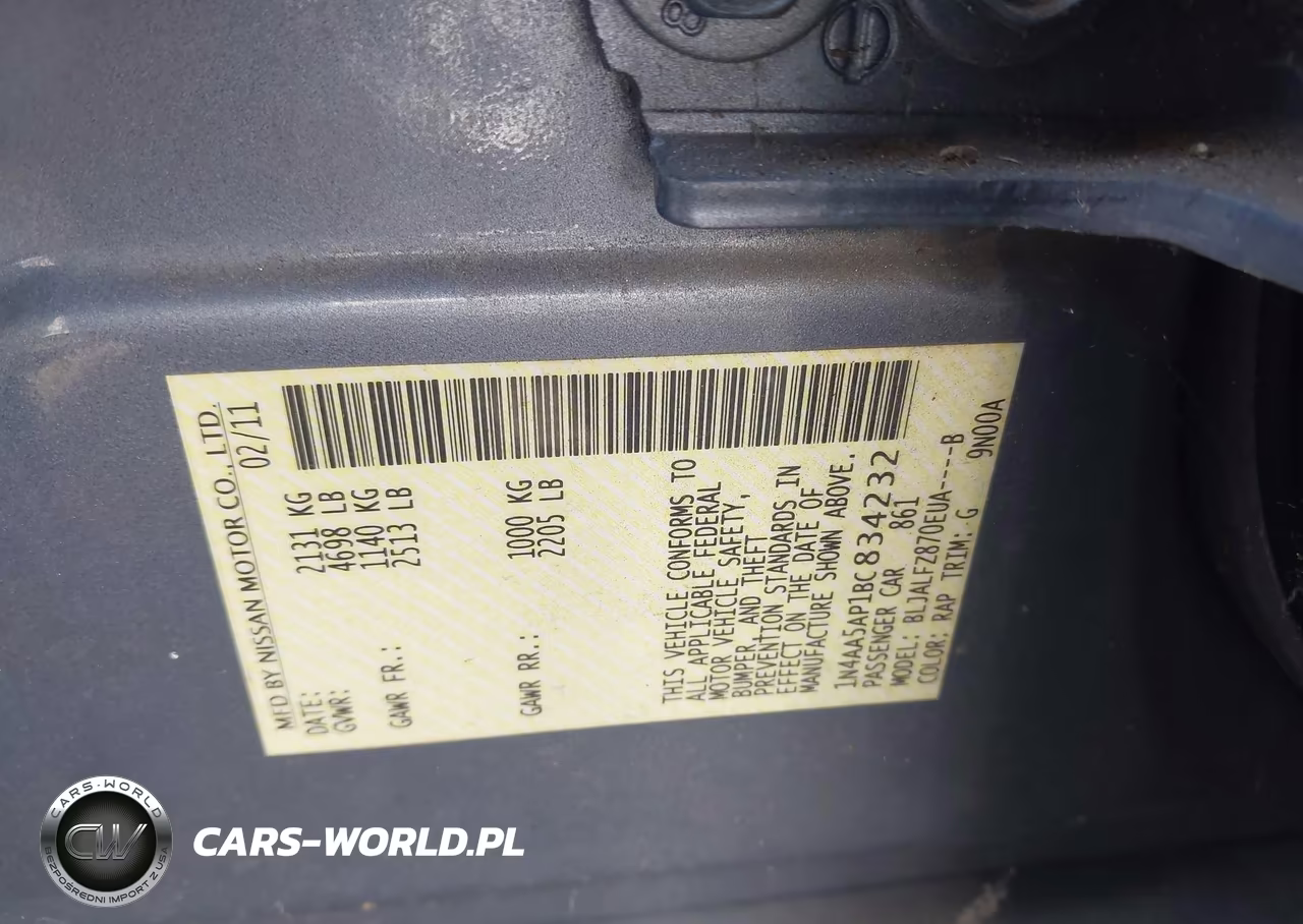 2011 Nissan Maxima 3.5 Sv VIN:1N4AA5AP1BC834232 - 9