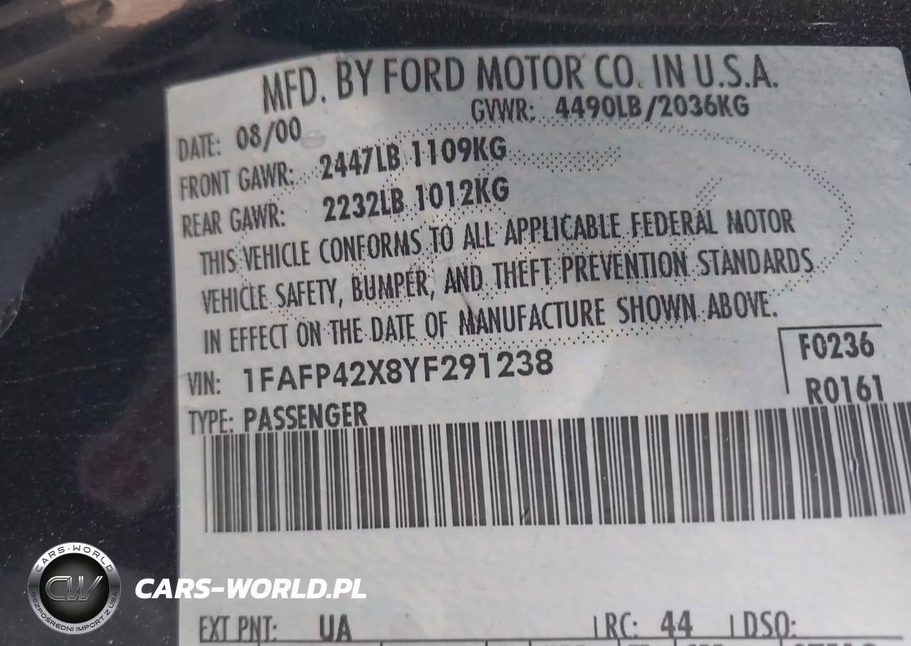 2000 Ford Mustang Gt VIN:1FAFP42X8YF291238 - 9