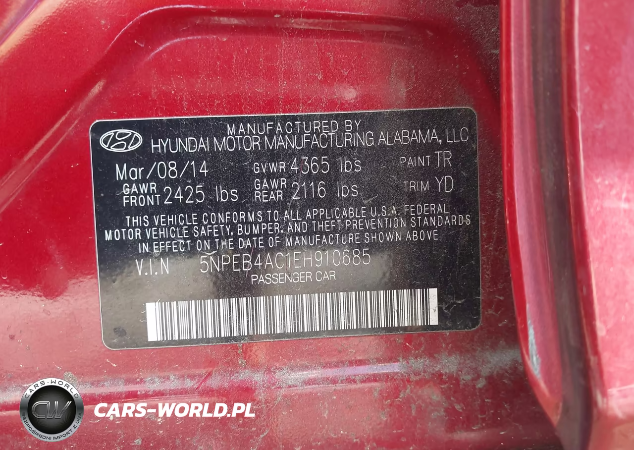 2014 Hyundai Sonata Gls VIN:5NPEB4AC1EH910685 - 9