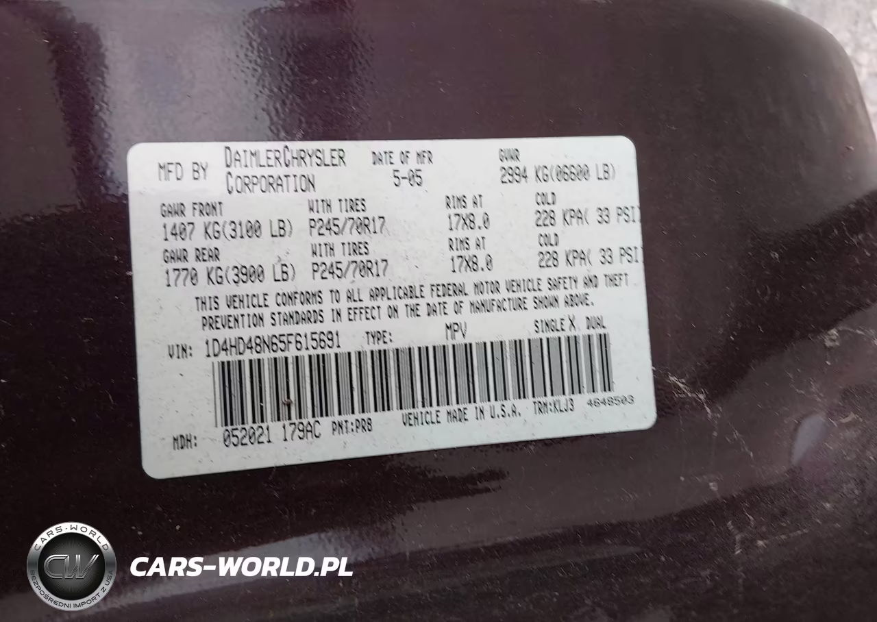 2005 Dodge Durango Slt VIN:1D4HD48N65F615691 - 9