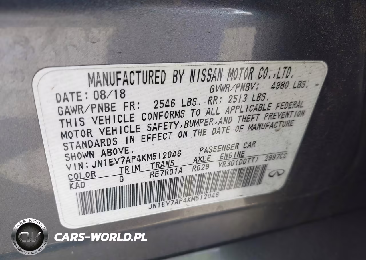 2019 Infiniti Q50 3.0T Sport VIN:JN1EV7AP4KM512046 - 9