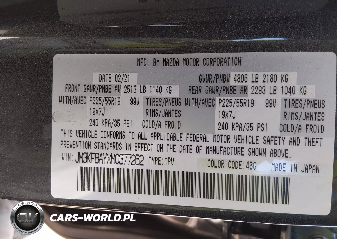 2021 Mazda Cx-5 Grand Touring Reserve VIN:JM3KFBAYXM0377262 - 9