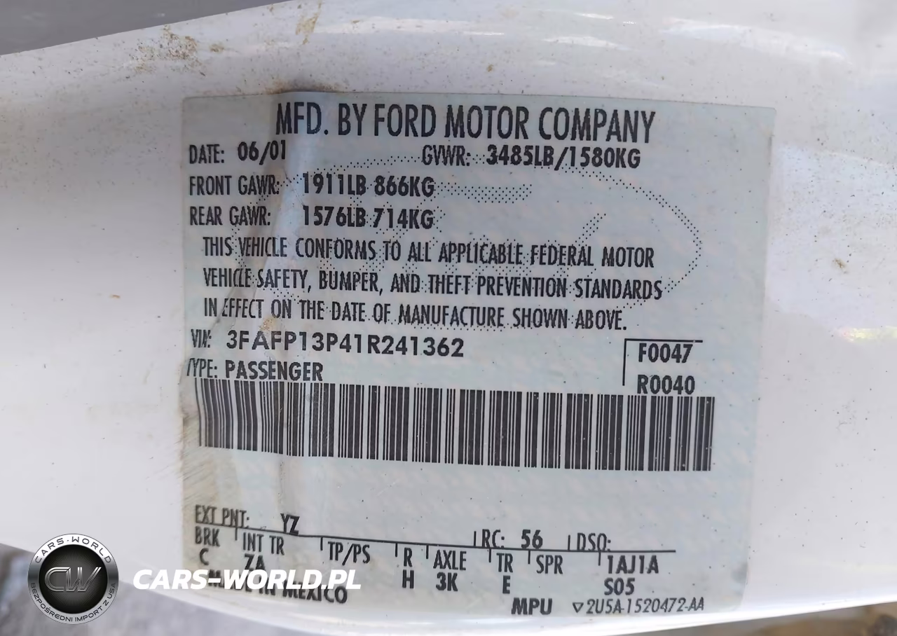 2001 Ford Escort VIN:3FAFP13P41R241362 - 9