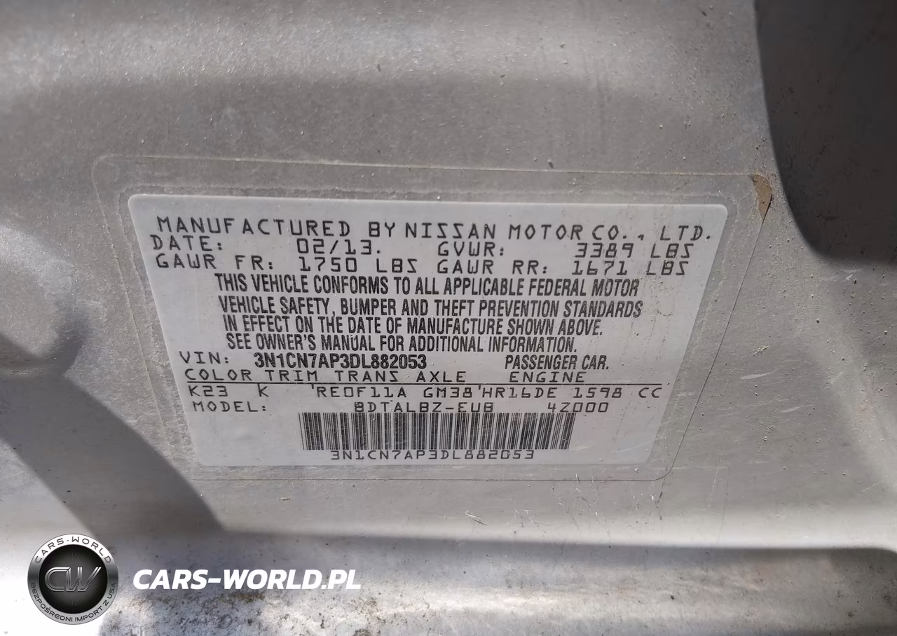 2013 Nissan Versa 1.6 Sv VIN:3N1CN7AP3DL882053 - 9