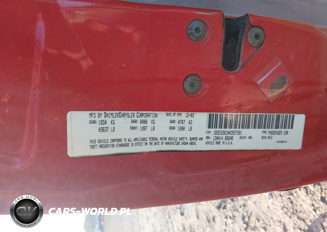 2004 Dodge Neon Se VIN:1B3ES26C04D557391 - 9