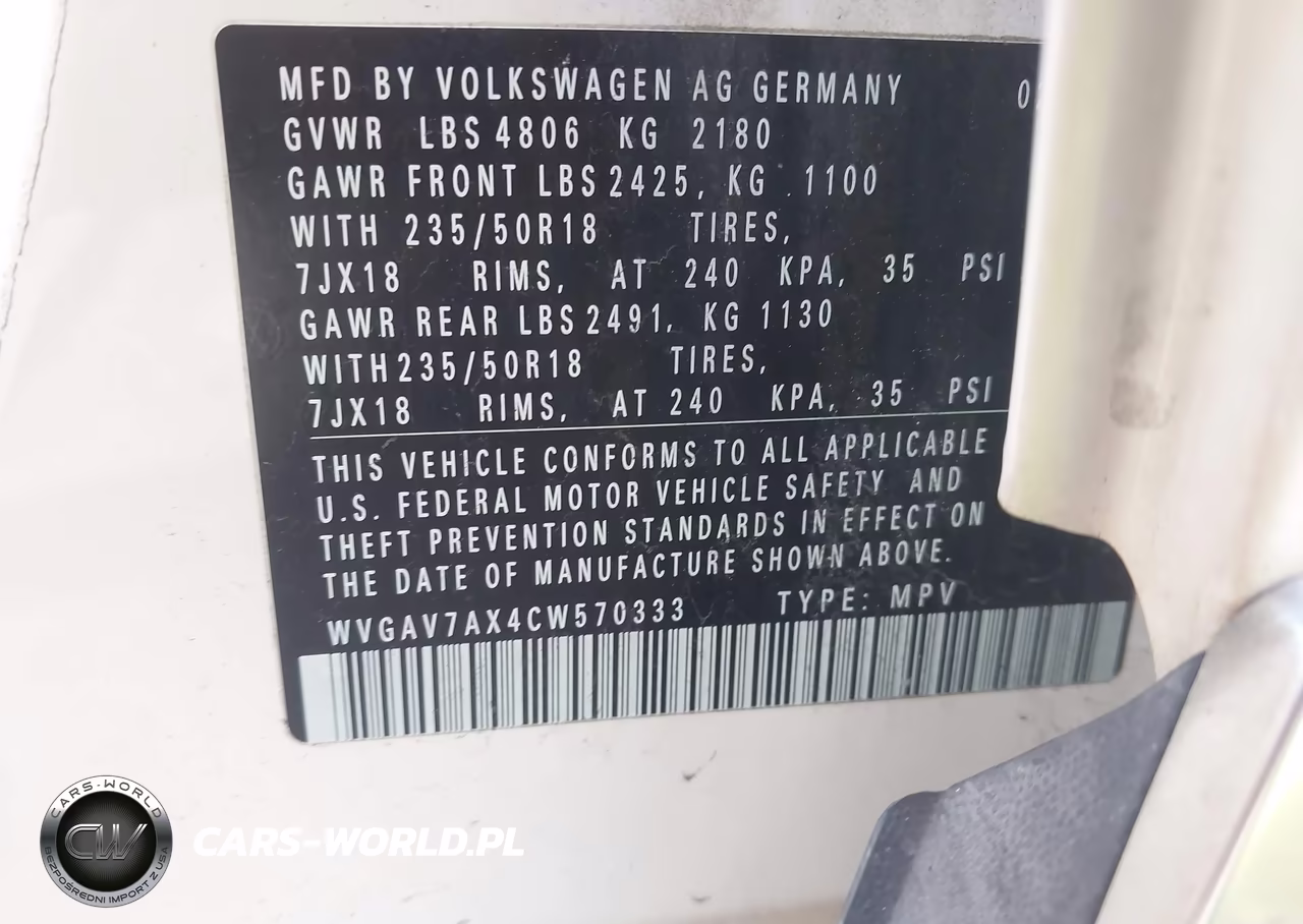 2012 Volkswagen Tiguan Se VIN:WVGAV7AX4CW570333 - 9