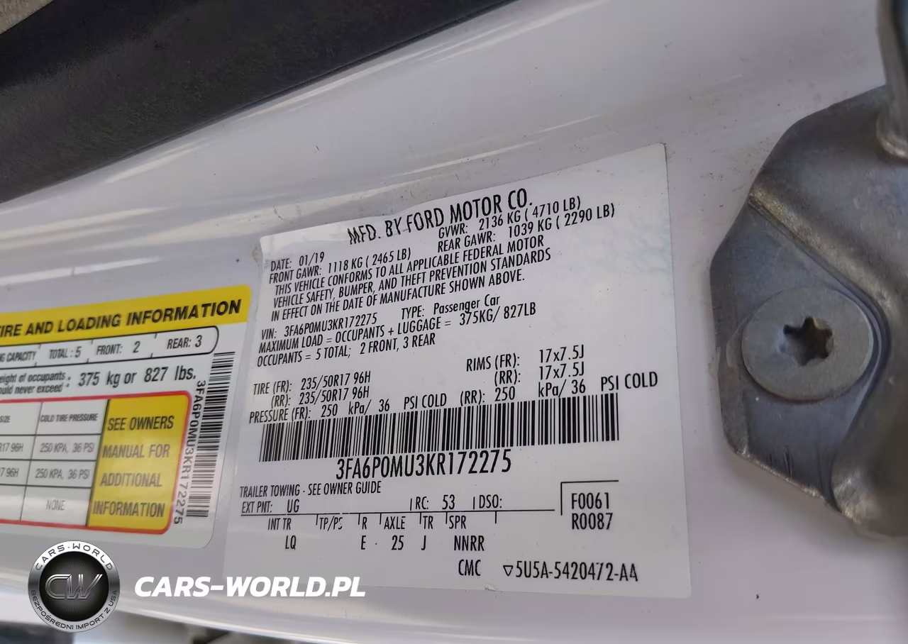 2019 Ford Fusion Hybrid Sel VIN:3FA6P0MU3KR172275 - 9