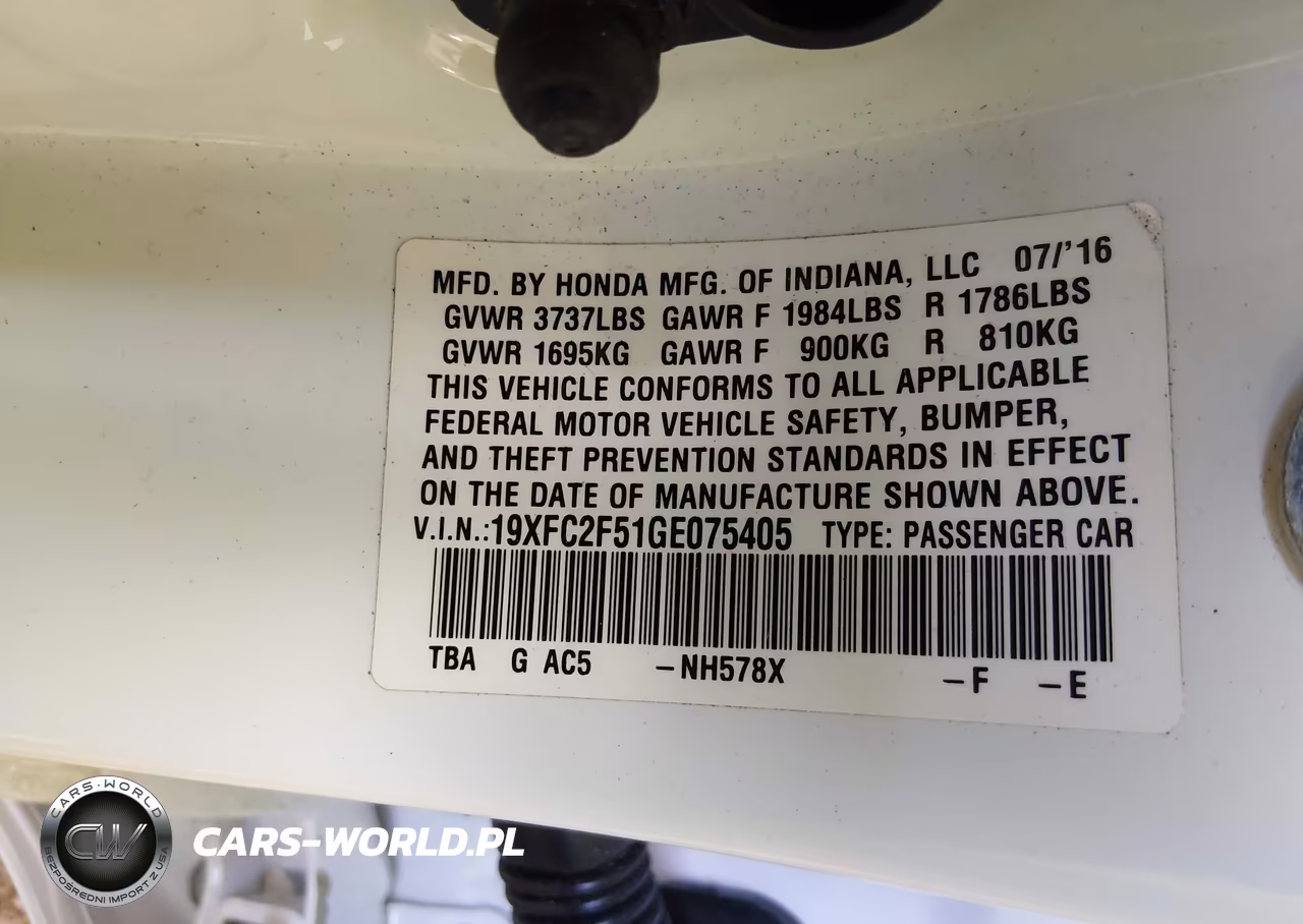 2016 Honda Civic Lx VIN:19XFC2F51GE075405 - 9