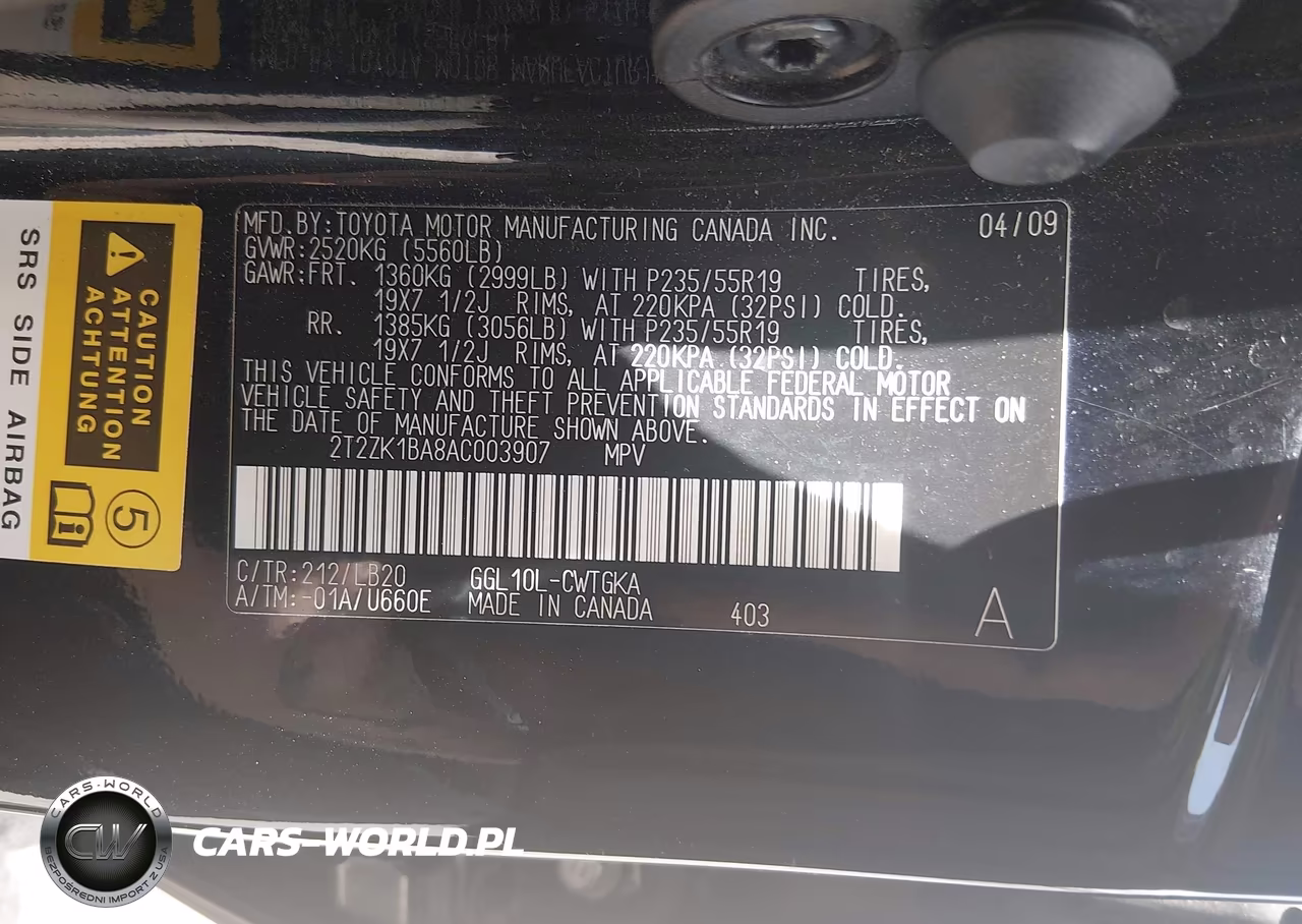 2010 Lexus Rx 350 VIN:2T2ZK1BA8AC003907 - 9