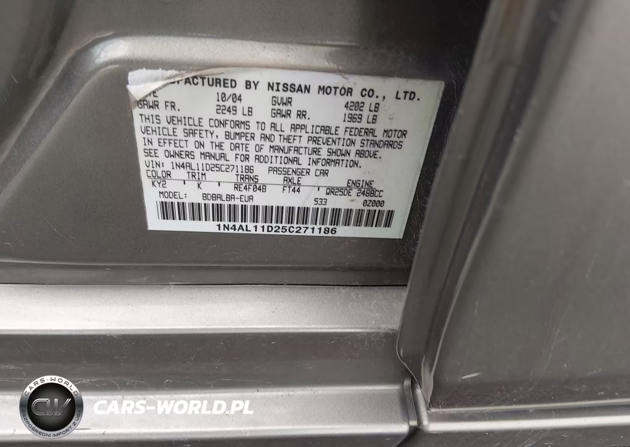 2005 Nissan Altima 2.5 S VIN:1N4AL11D25C271186 - 9
