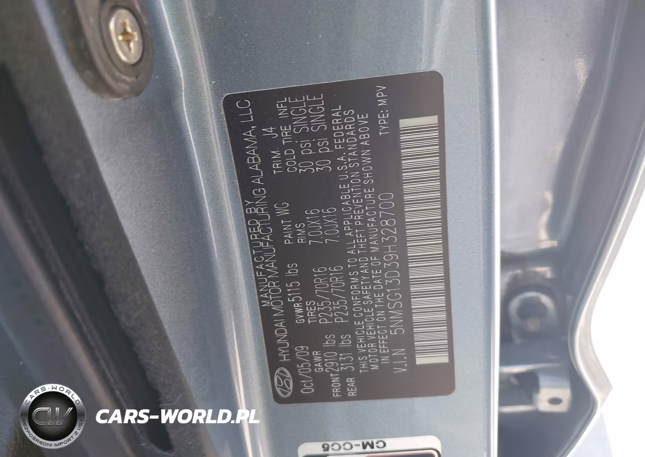 2009 Hyundai Santa Fe Gls VIN:5NMSG13D39H328700 - 9