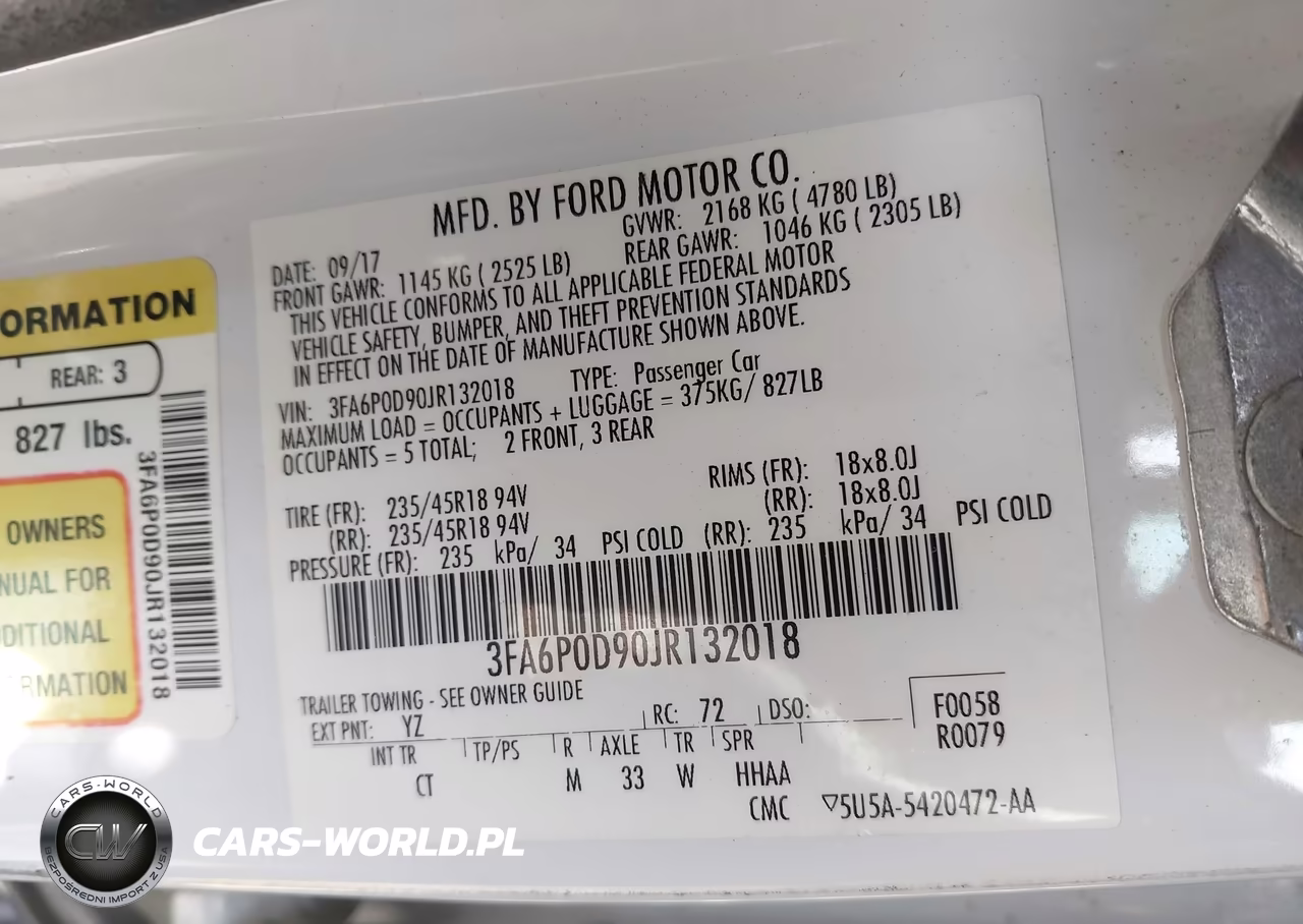 2018 Ford Fusion Titanium VIN:3FA6P0D90JR132018 - 9