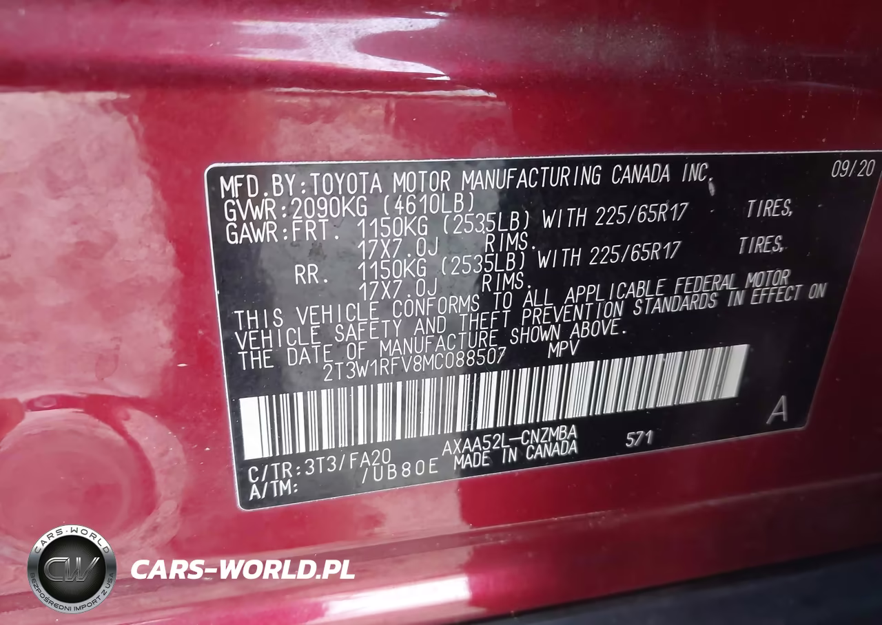 2021 Toyota Rav4 Xle VIN:2T3W1RFV8MC088507 - 9