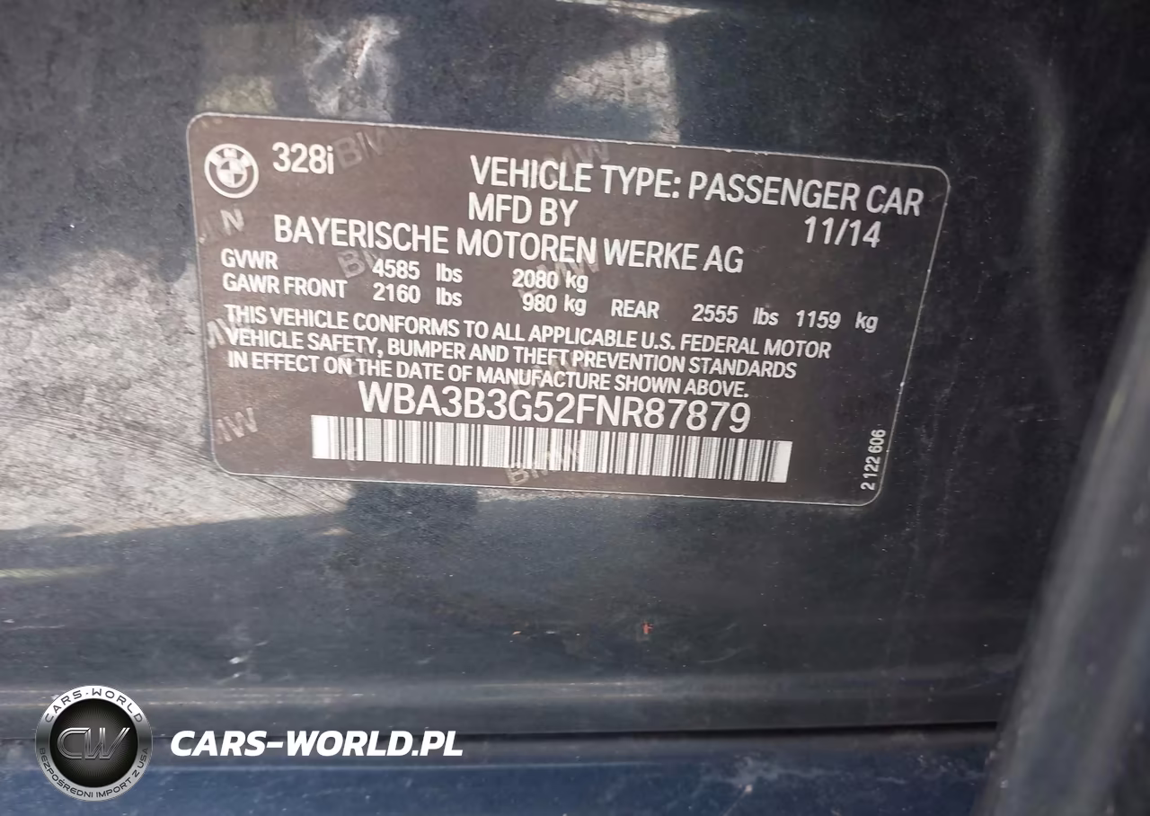 2015 BMW 328I xDrive VIN:WBA3B3G52FNR87879 - 9