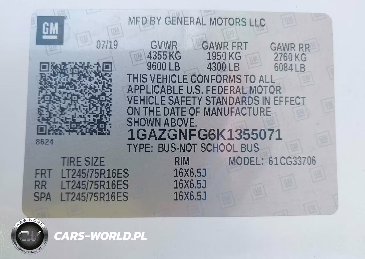 2019 Chevrolet Express 3500 Ls VIN:1GAZGNFG6K1355071 - 9