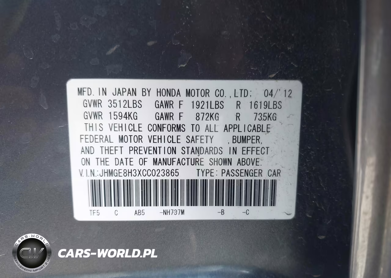 2012 Honda Fit VIN:JHMGE8H3XCC023865 - 9