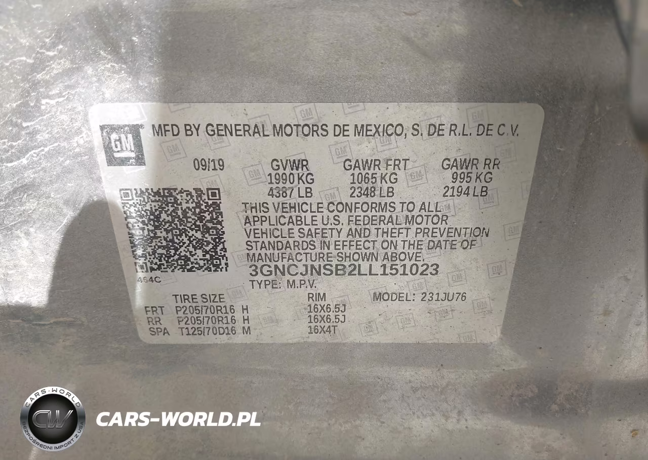 2020 Chevrolet Trax Awd Ls VIN:3GNCJNSB2LL151023 - 9