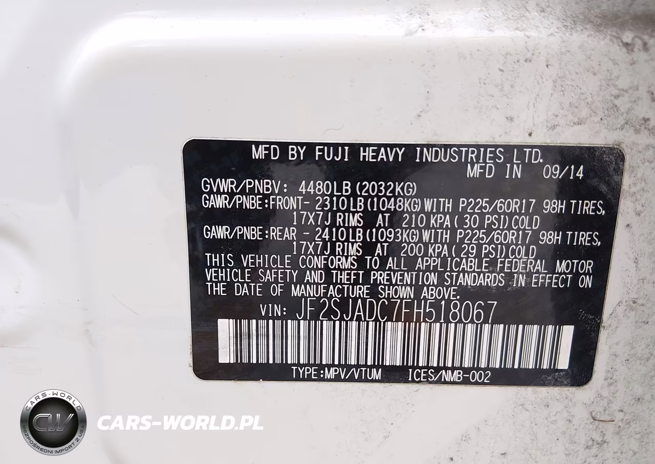 2015 Subaru Forester 2.5I Premium VIN:JF2SJADC7FH518067 - 9
