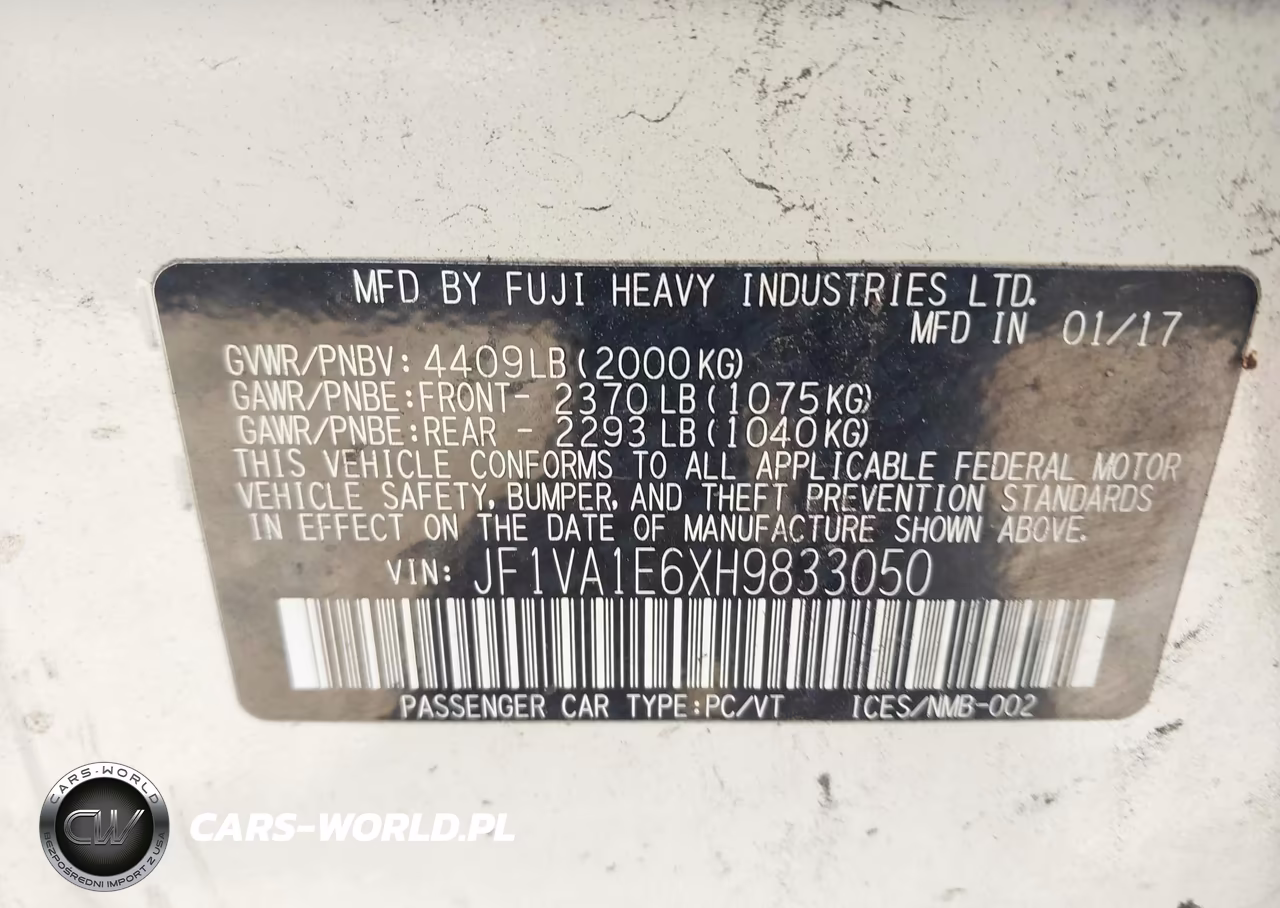 2017 Subaru Wrx Premium VIN:JF1VA1E6XH9833050 - 9