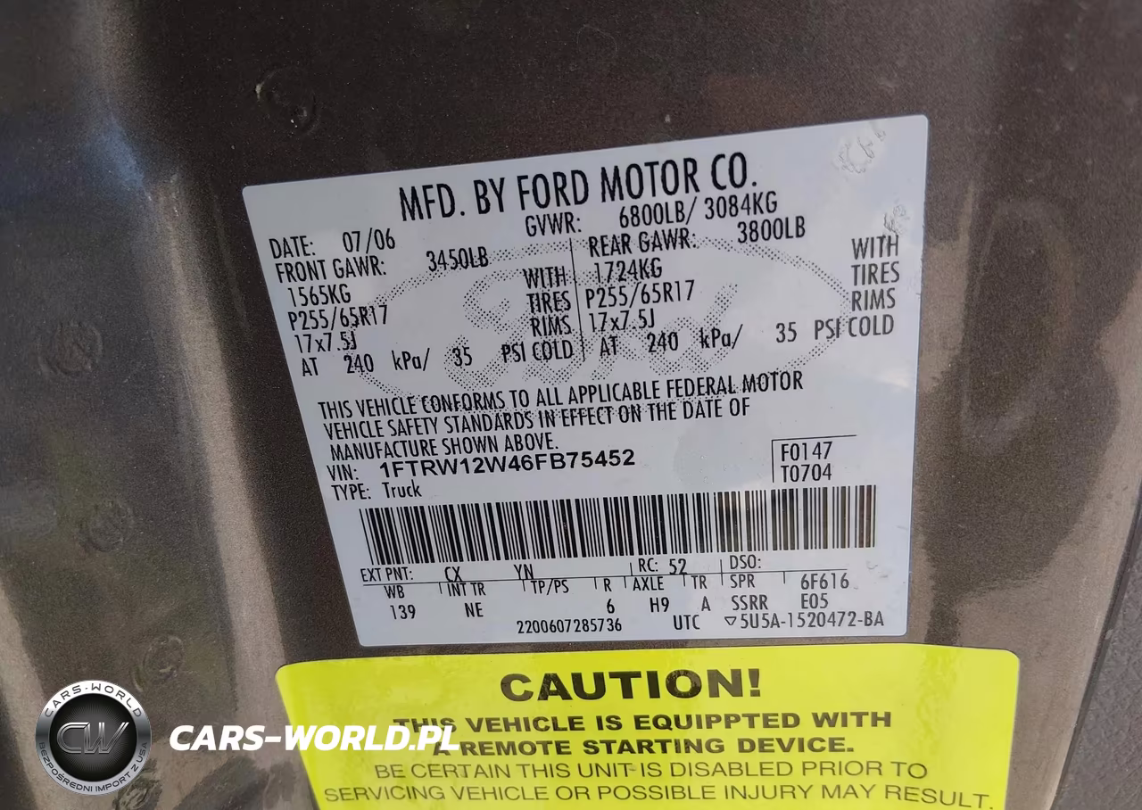 2006 Ford F-150 Xlt VIN:1FTRW12W46FB75452 - 9