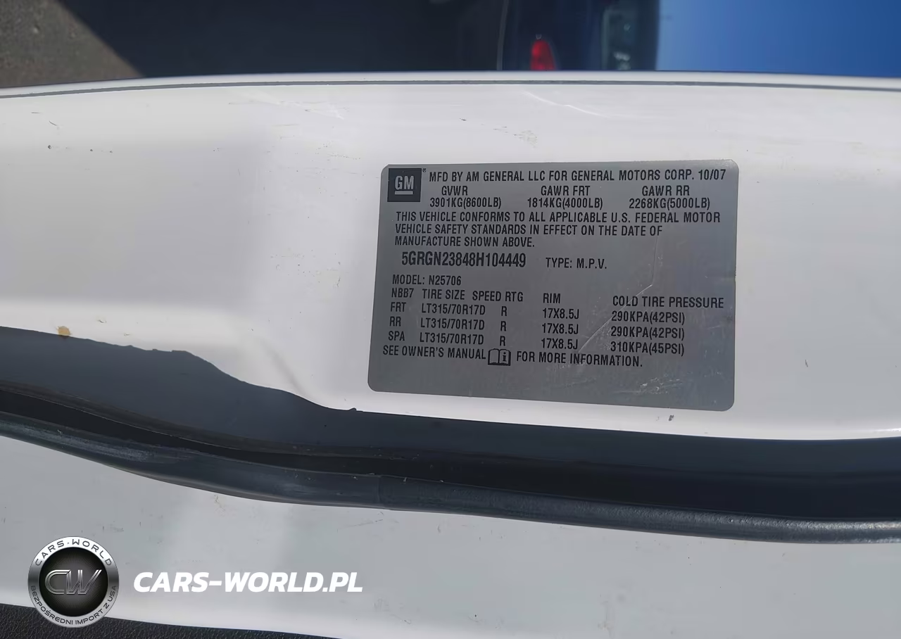 2008 Hummer H2 Suv VIN:5GRGN23848H104449 - 9