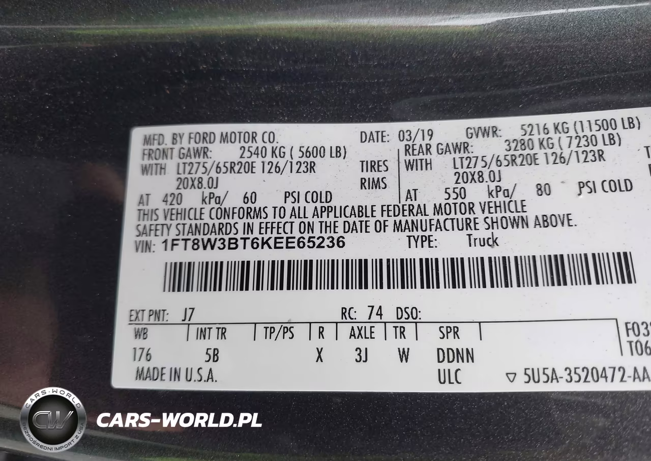 2019 Ford F-350 Lariat VIN:1FT8W3BT6KEE65236 - 9