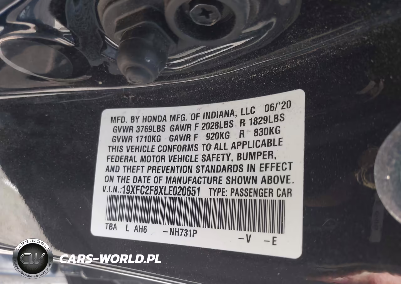 2020 Honda Civic Sport VIN:19XFC2F8XLE020651 - 9
