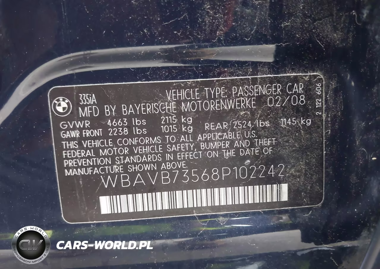 2008 BMW 335I VIN:WBAVB73568P102242 - 9