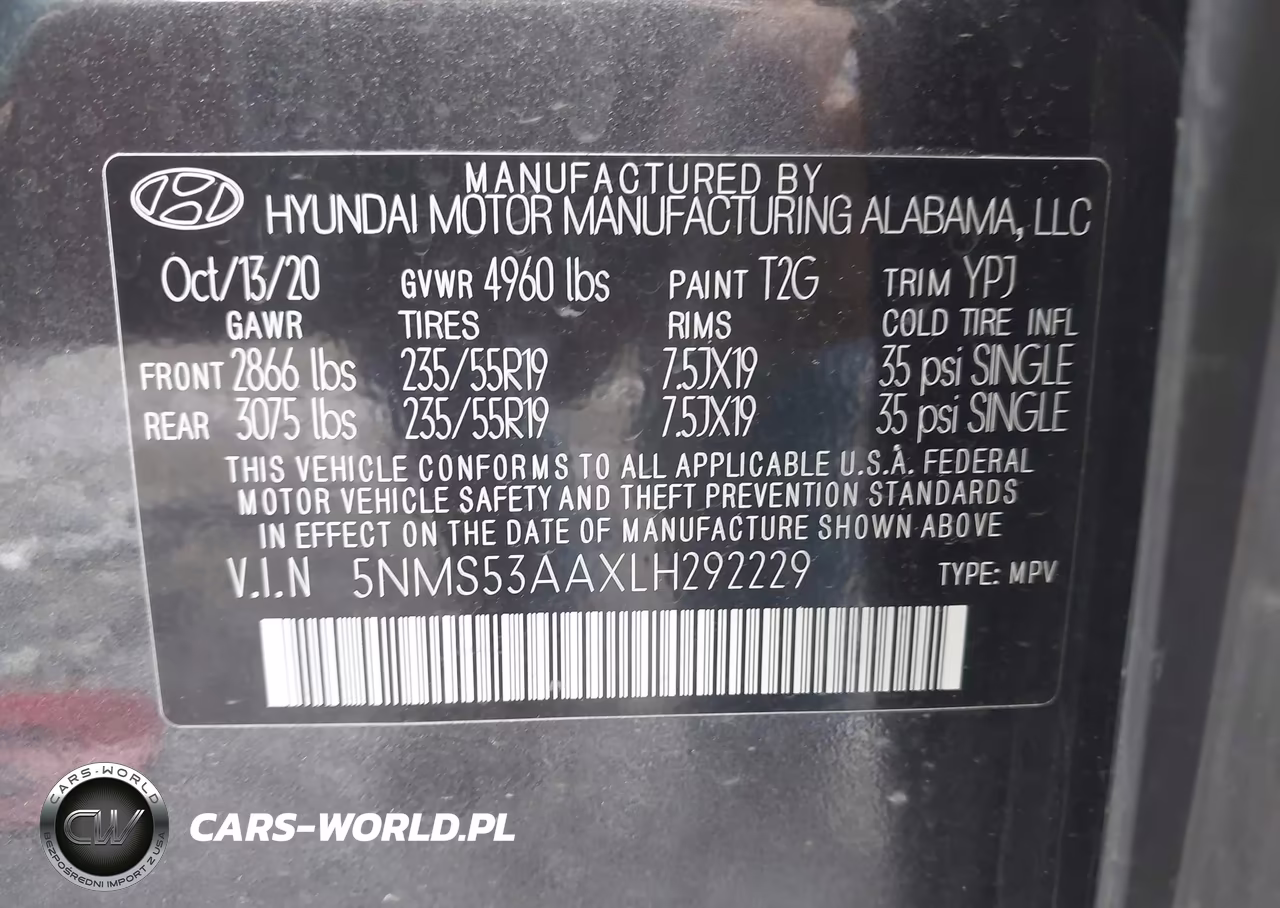 2020 Hyundai Santa Fe Limited 2.0T VIN:5NMS53AAXLH292229 - 9