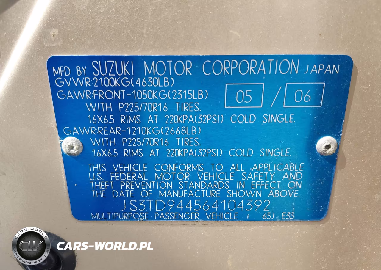 2006 Suzuki Grand Vitara Xsport VIN:JS3TD944564104392 - 9