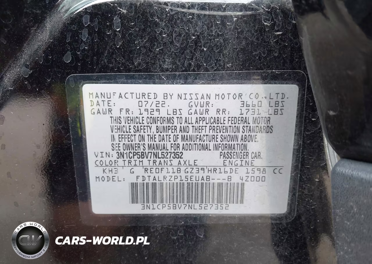 2022 Nissan Kicks S Xtronic Cvt VIN:3N1CP5BV7NL527352 - 9