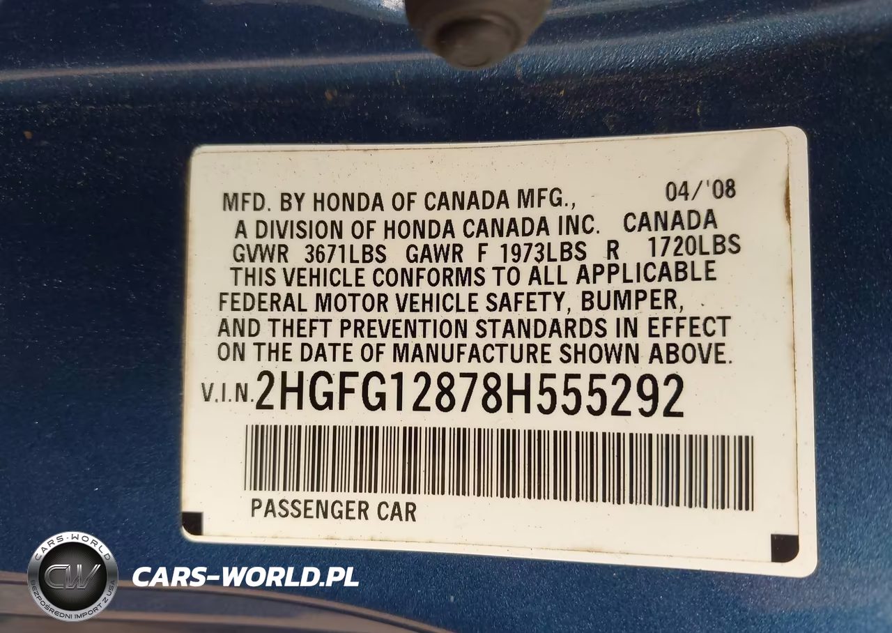 2008 Honda Civic Ex VIN:2HGFG12878H555292 - 9