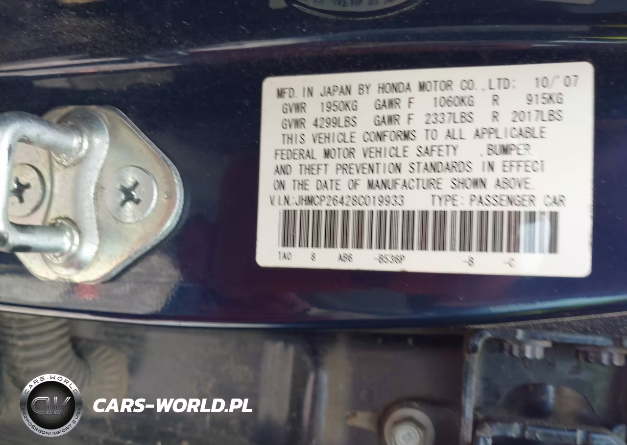 2008 Honda Accord 2.4 Lx-P VIN:JHMCP26428C019933 - 9
