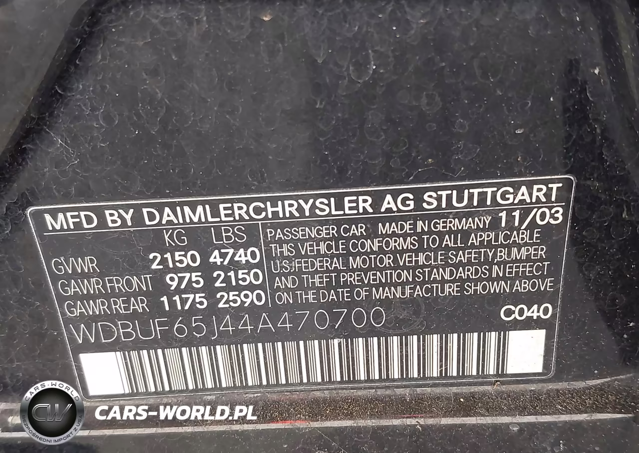 2004 Mercedes-Benz E 320 VIN:WDBUF65J44A470700 - 9