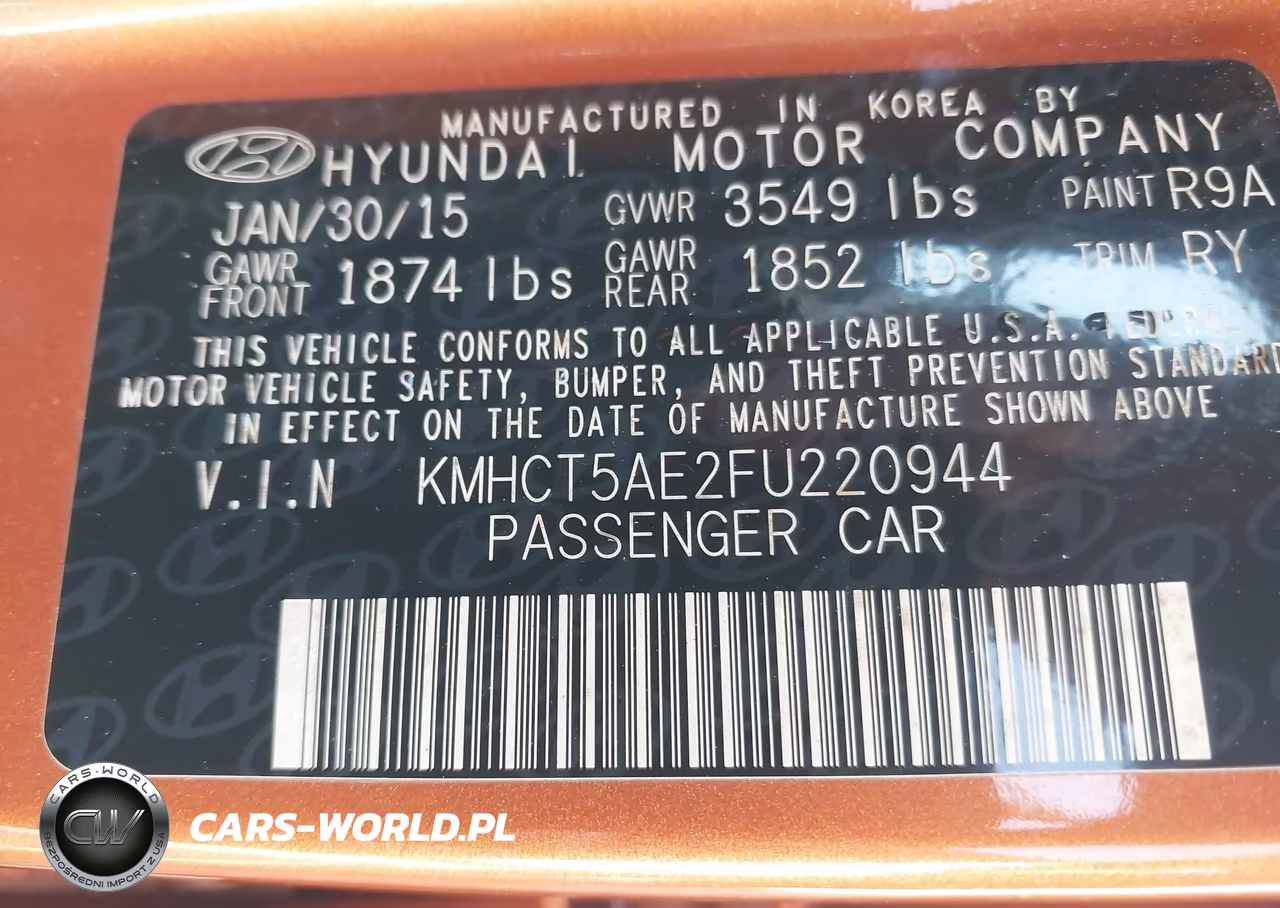 2015 Hyundai Accent Gs VIN:KMHCT5AE2FU220944 - 9