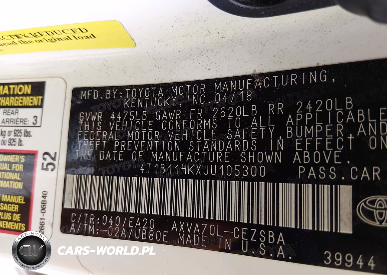 2018 Toyota Camry Se VIN:4T1B11HKXJU105300 - 9