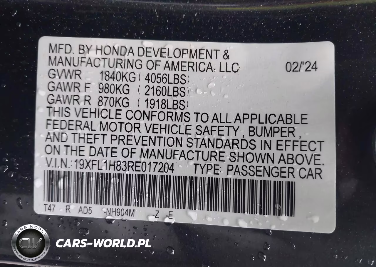 2024 Honda Civic Sport Touring VIN:19XFL1H83RE017204 - 9