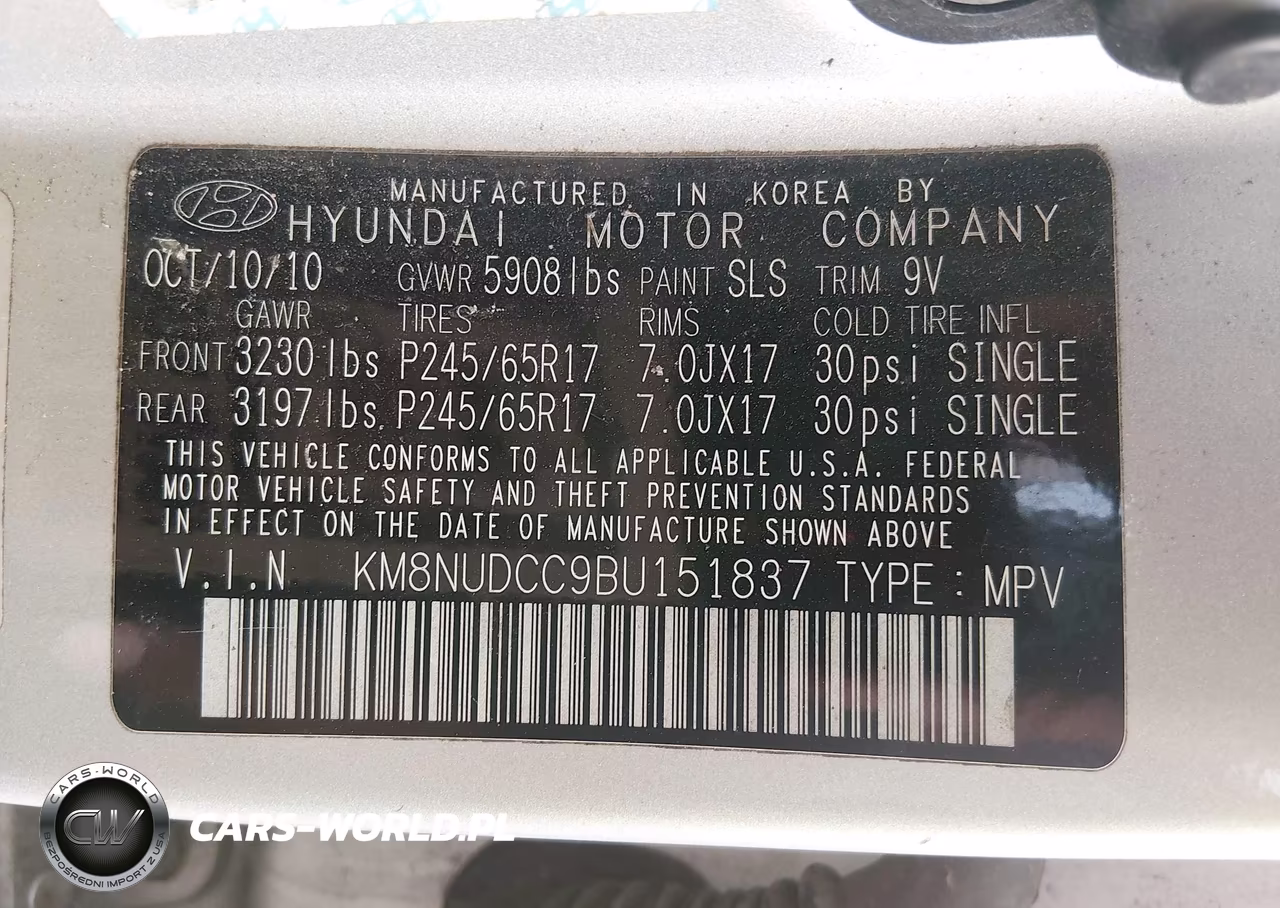 2011 Hyundai Veracruz Gls VIN:KM8NUDCC9BU151837 - 9