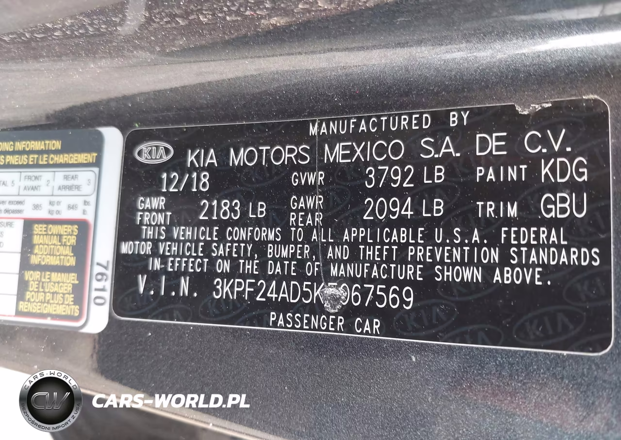 2019 Kia Forte Lxs VIN:3KPF24AD5KE067569 - 9