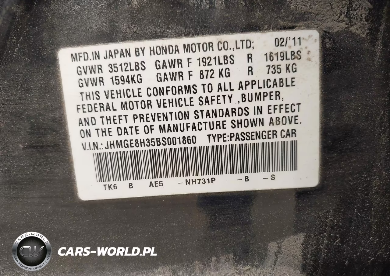 2011 Honda Fit VIN:JHMGE8H35BS001860 - 9