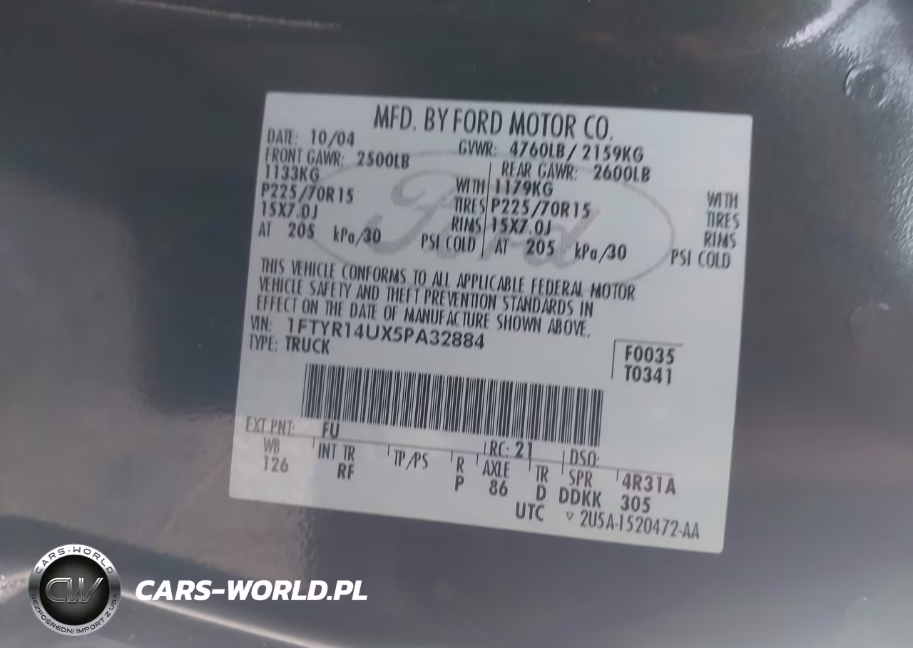 2005 Ford Ranger Edge-Stx-Xl-Xlt VIN:1FTYR14UX5PA32884 - 9