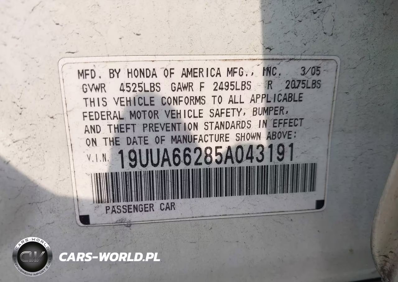 2005 Acura Tl VIN:19UUA66285A043191 - 9