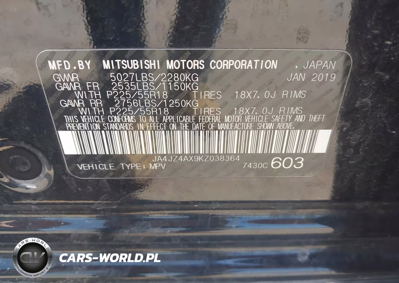 2019 Mitsubishi Outlander Gt VIN:JA4JZ4AX9KZ038364 - 9