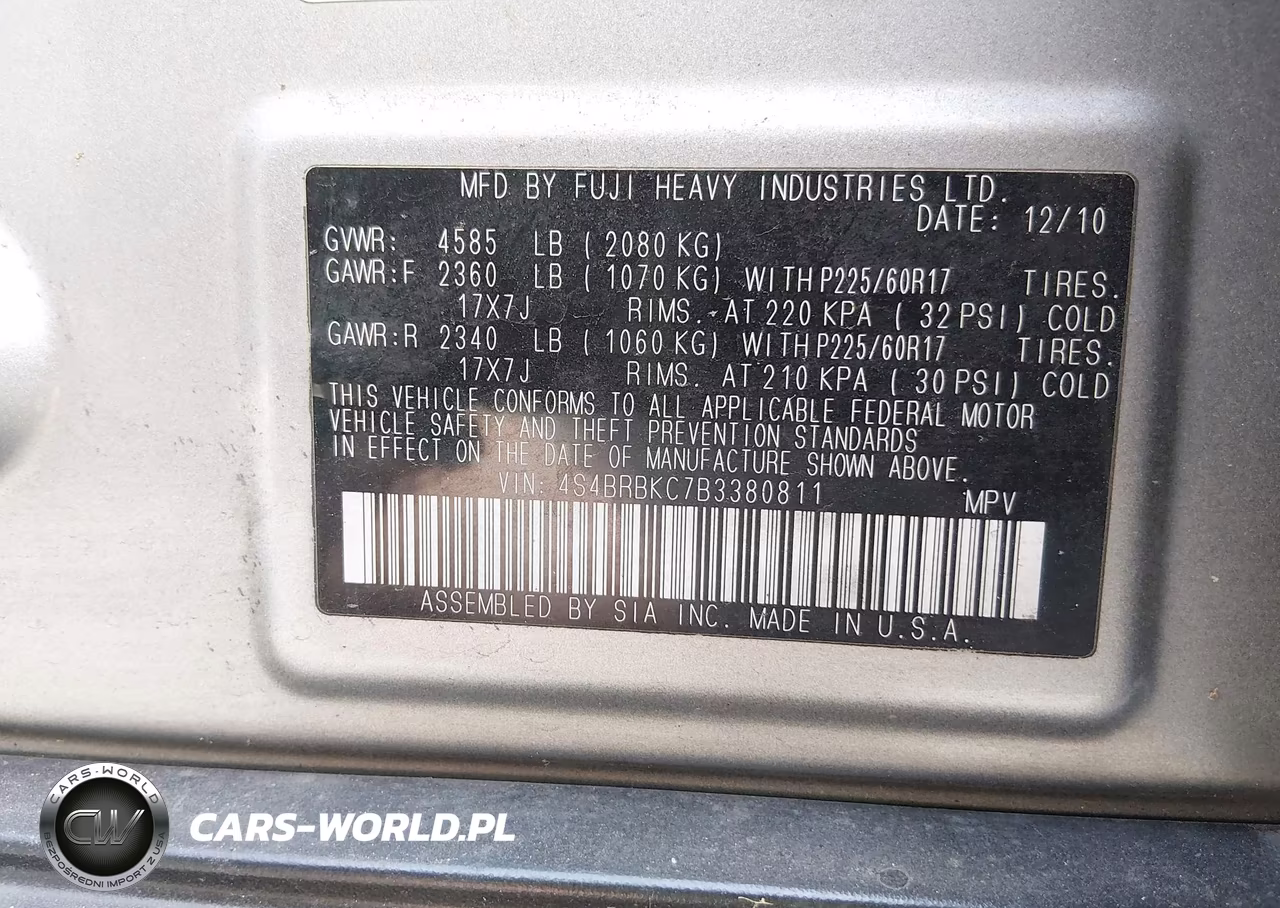 2011 Subaru Outback 2.5I Limited VIN:4S4BRBKC7B3380811 - 9